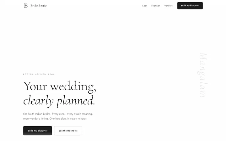 Home page of bridebestie.in